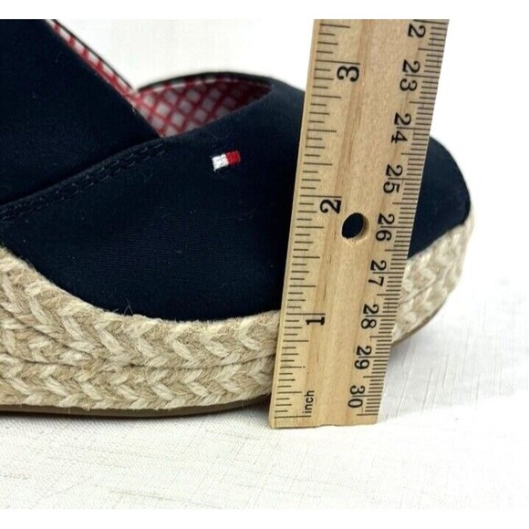 Tommy Hilfiger Espadrille Blue Women's Size 9 Sling Back Hi Wedge Sandal Heels - Picture 11 of 13
